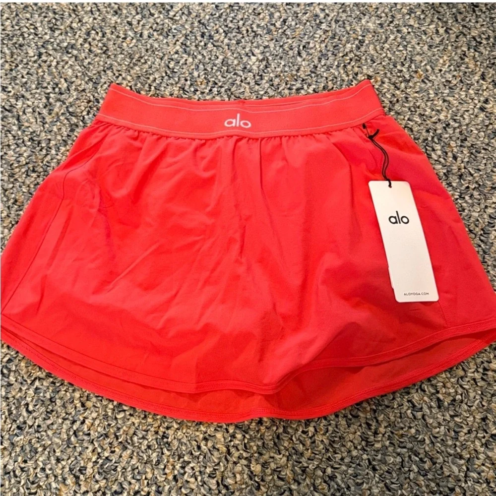 NWT ALO YOGA Match Point Skirt Candy Red